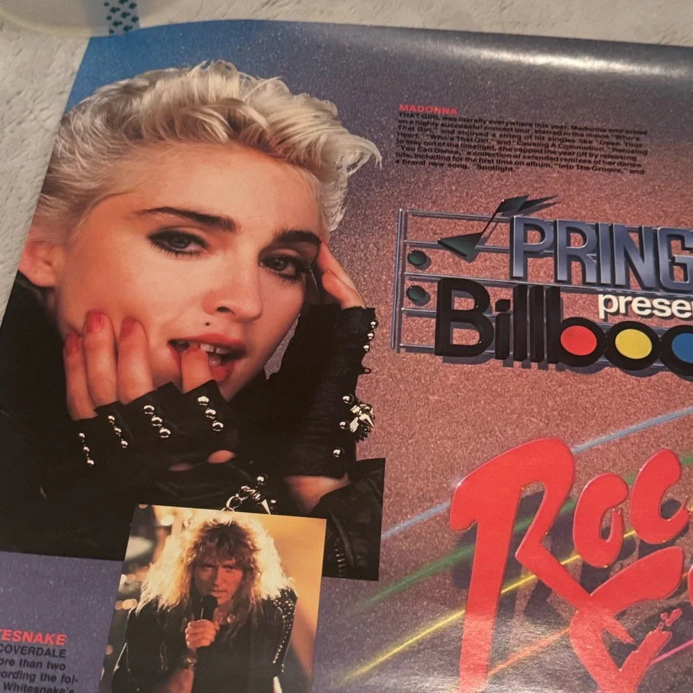 Pringles Billboard Rock ’87‎ 1987 Promo Poster Madonna Bon Jovi U2 Whitney
